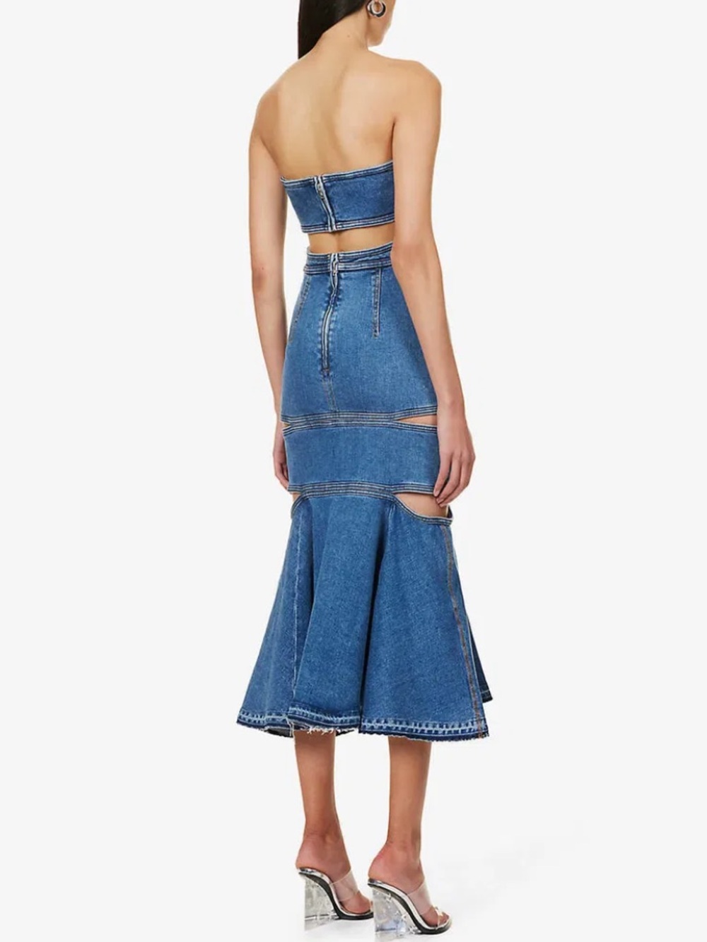 NWT*** Alexander McQueen stonewashed denim maxi dress- 40 - Picture 2 of 14